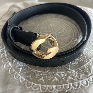 GIVENCHY G Chain Leather Belt, Black/Gold - S80